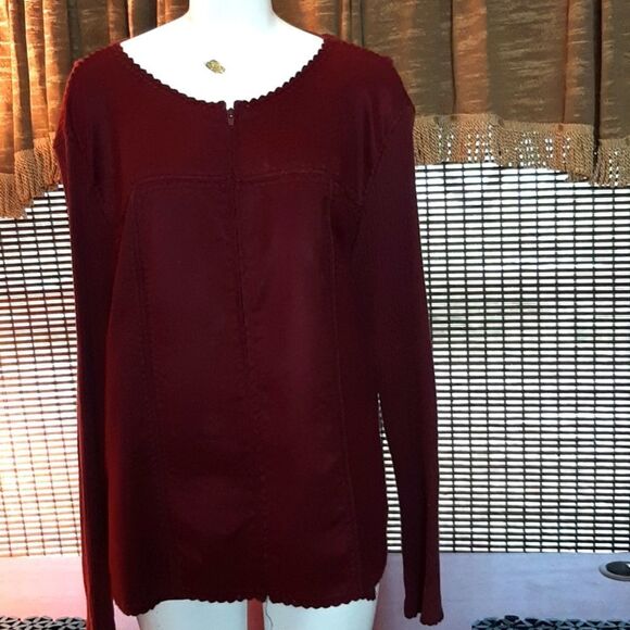 IKC Vintage   Burgundy Leather  Suede Leather Sweater Jacket Linen XL - Picture 3 of 9